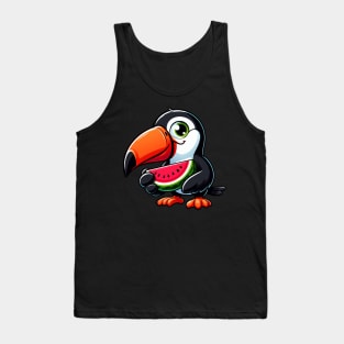 Toucan Bird of Paradise Watermelon Summer Fruit Tank Top